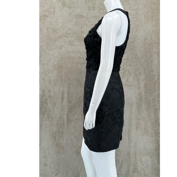 The Odells Anthropologie Dress Womens 6 Black Rosebud Pencil Metallic Floral LBD - Picture 4 of 7